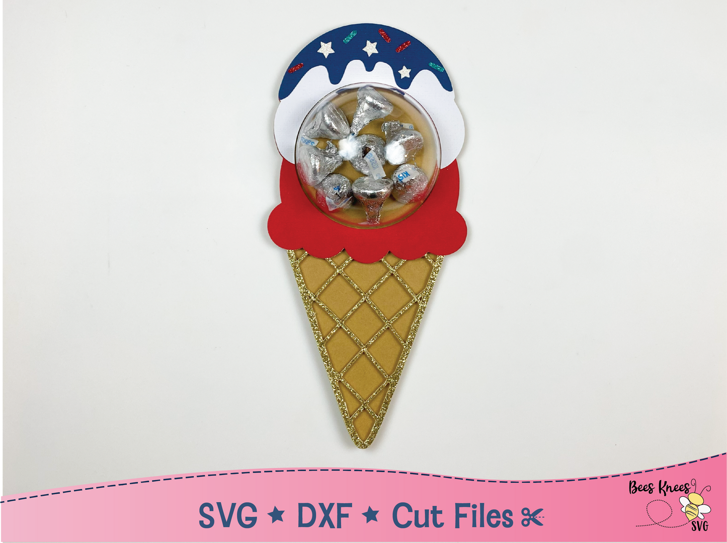 Patriotic Ice Cream Cone Candy Holder SVG File