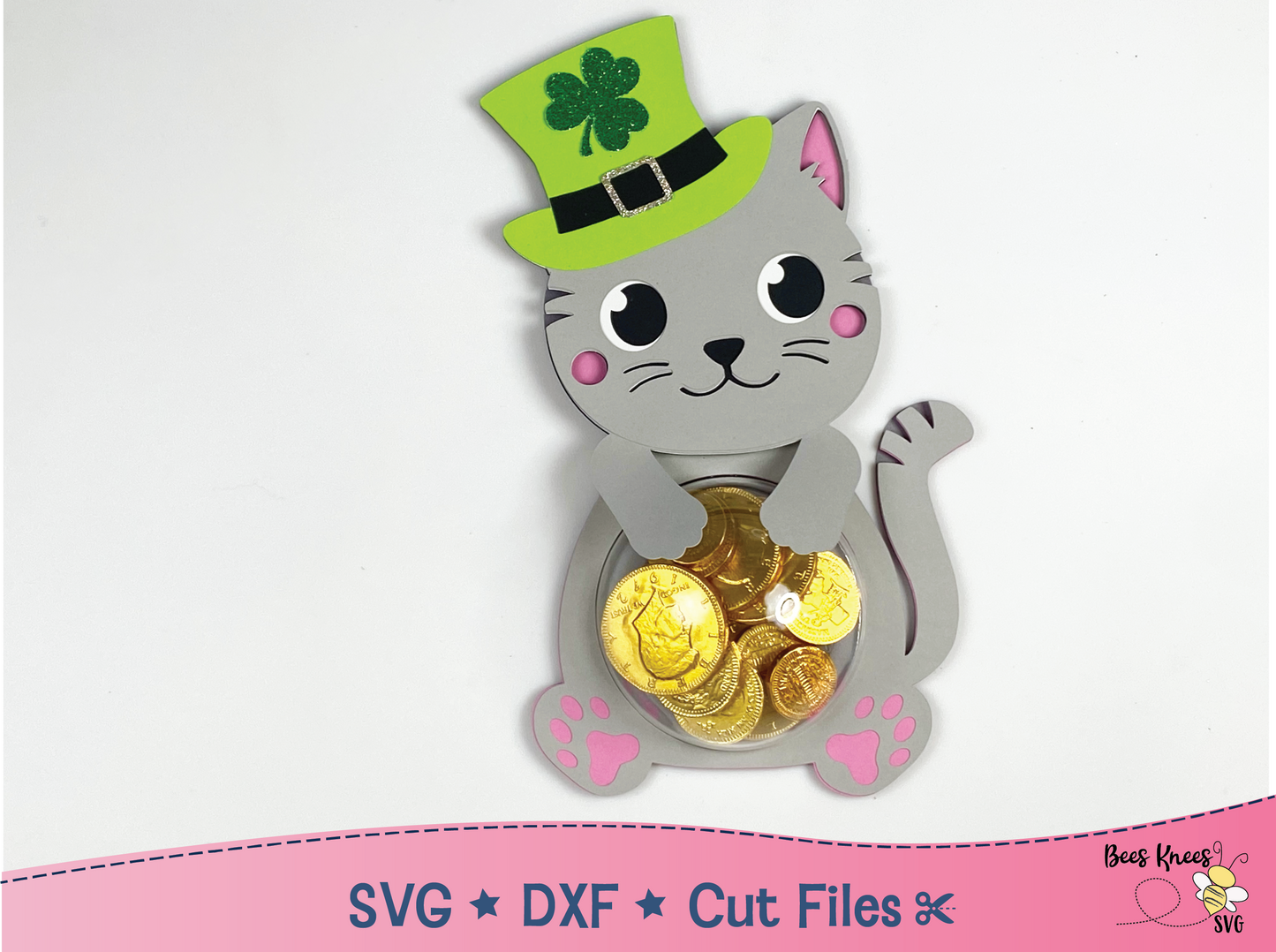 St. Patrick's Day Cat Candy Holder SVG File