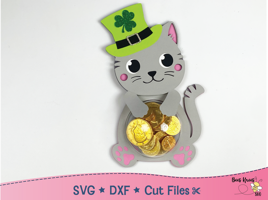 St. Patrick's Day Cat Candy Holder SVG File