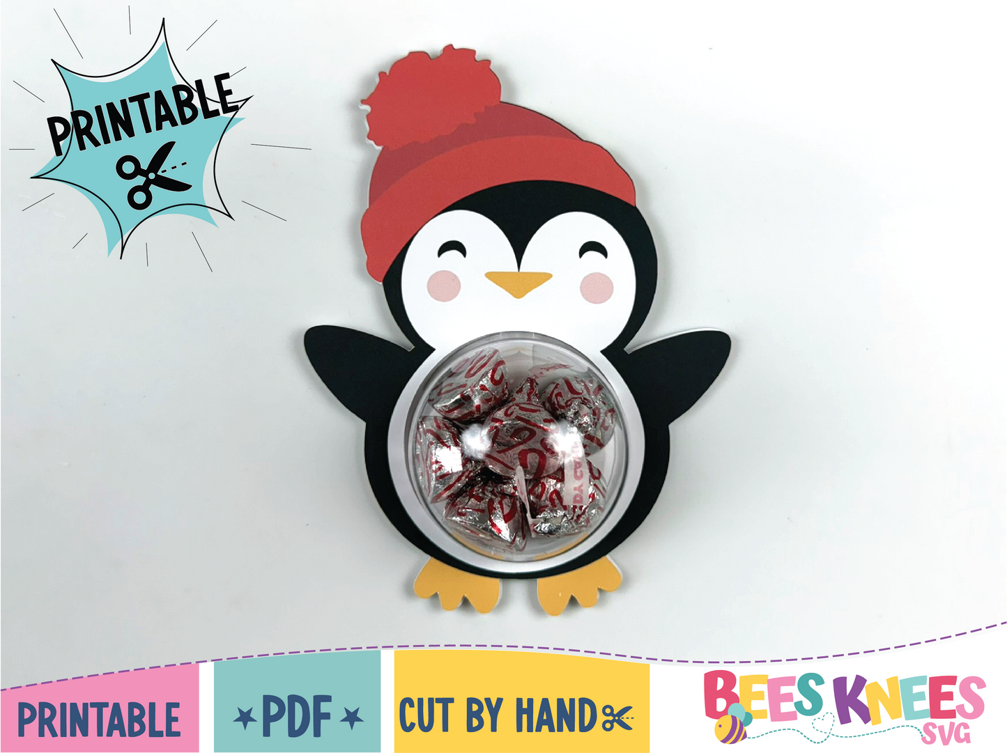 Printable Penguin with Winter Hat Candy Holder PDF