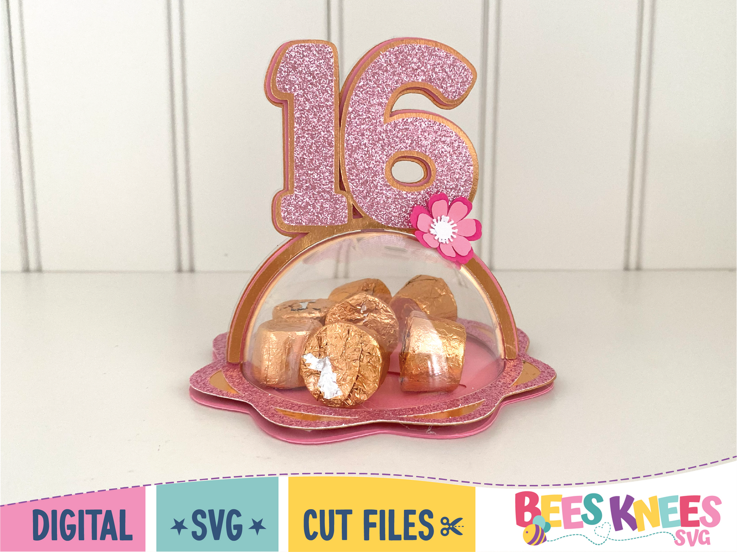 16th Birthday Dome Candy Holder Balloon Weight SVG Digital File