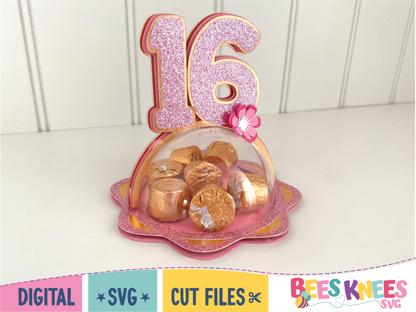 16th Birthday Dome Candy Holder Balloon Weight SVG Digital File