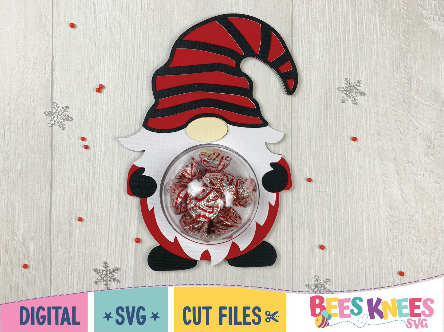 Gnome Christmas Dome Candy Holder SVG File