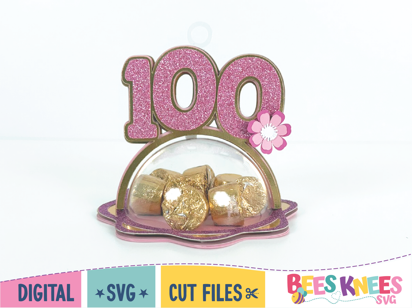 100th Birthday or Milestone Dome Candy Holder Balloon Weight SVG Digital File