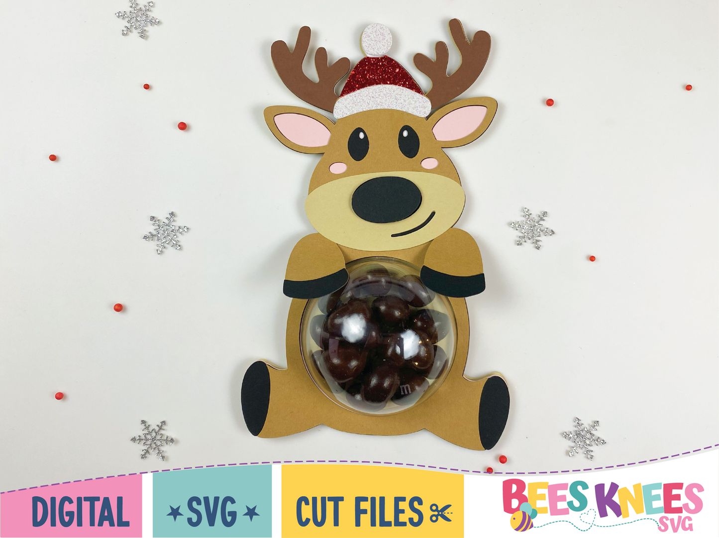 Cute Reindeer Dome Candy Holder SVG File