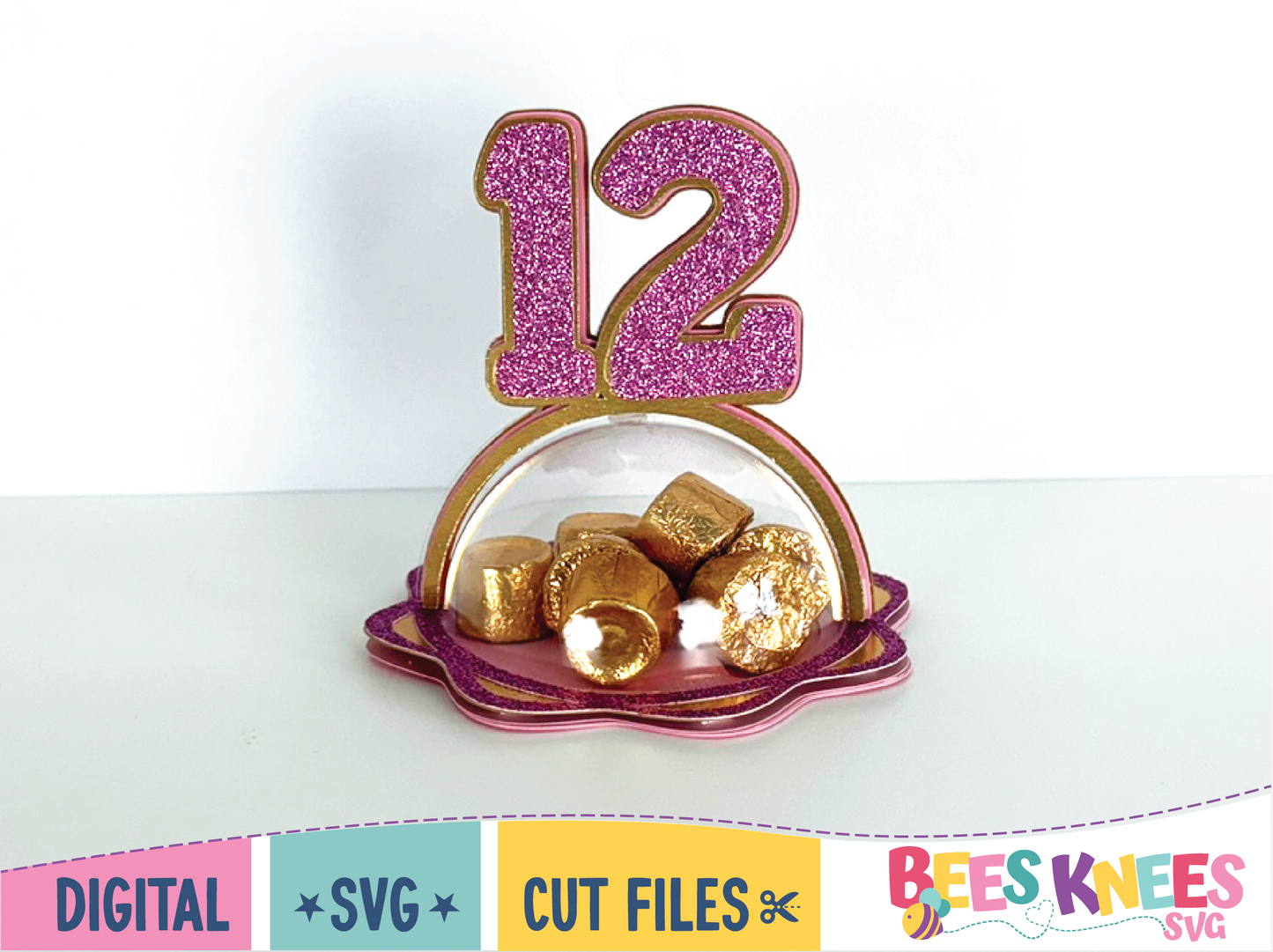 12th Birthday Dome Candy Holder Balloon Weight SVG Digital File