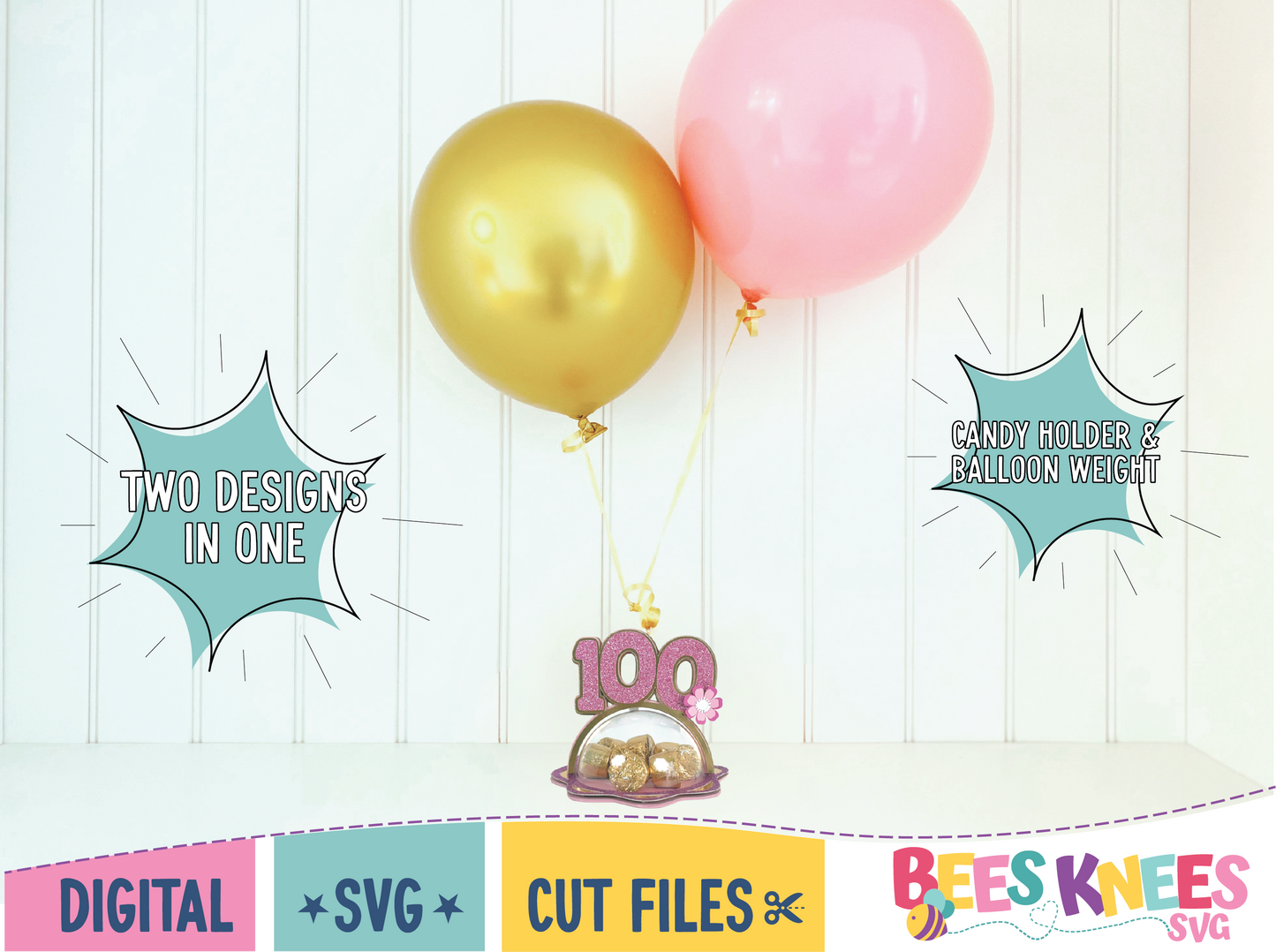 100th Birthday or Milestone Dome Candy Holder Balloon Weight SVG Digital File