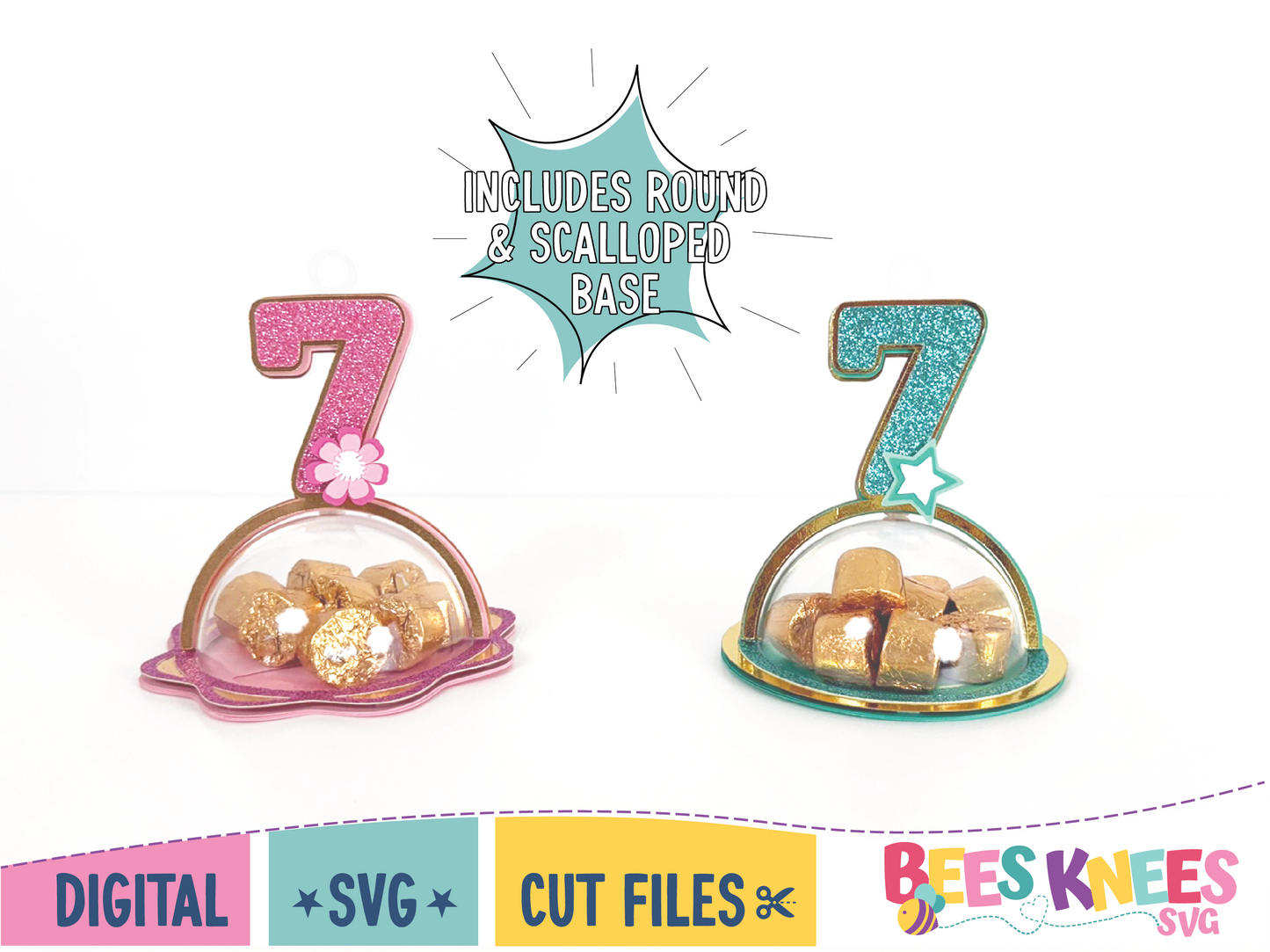 7th Birthday Dome Candy Holder Balloon Weight SVG Digital File