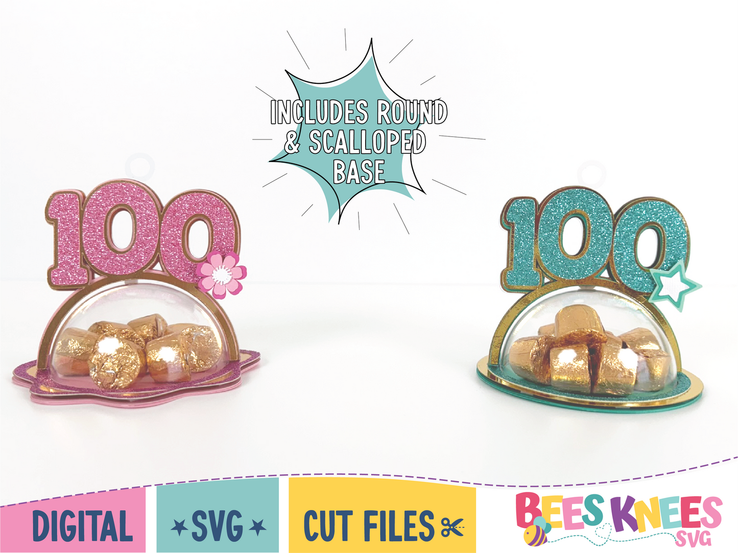 100th Birthday or Milestone Dome Candy Holder Balloon Weight SVG Digital File