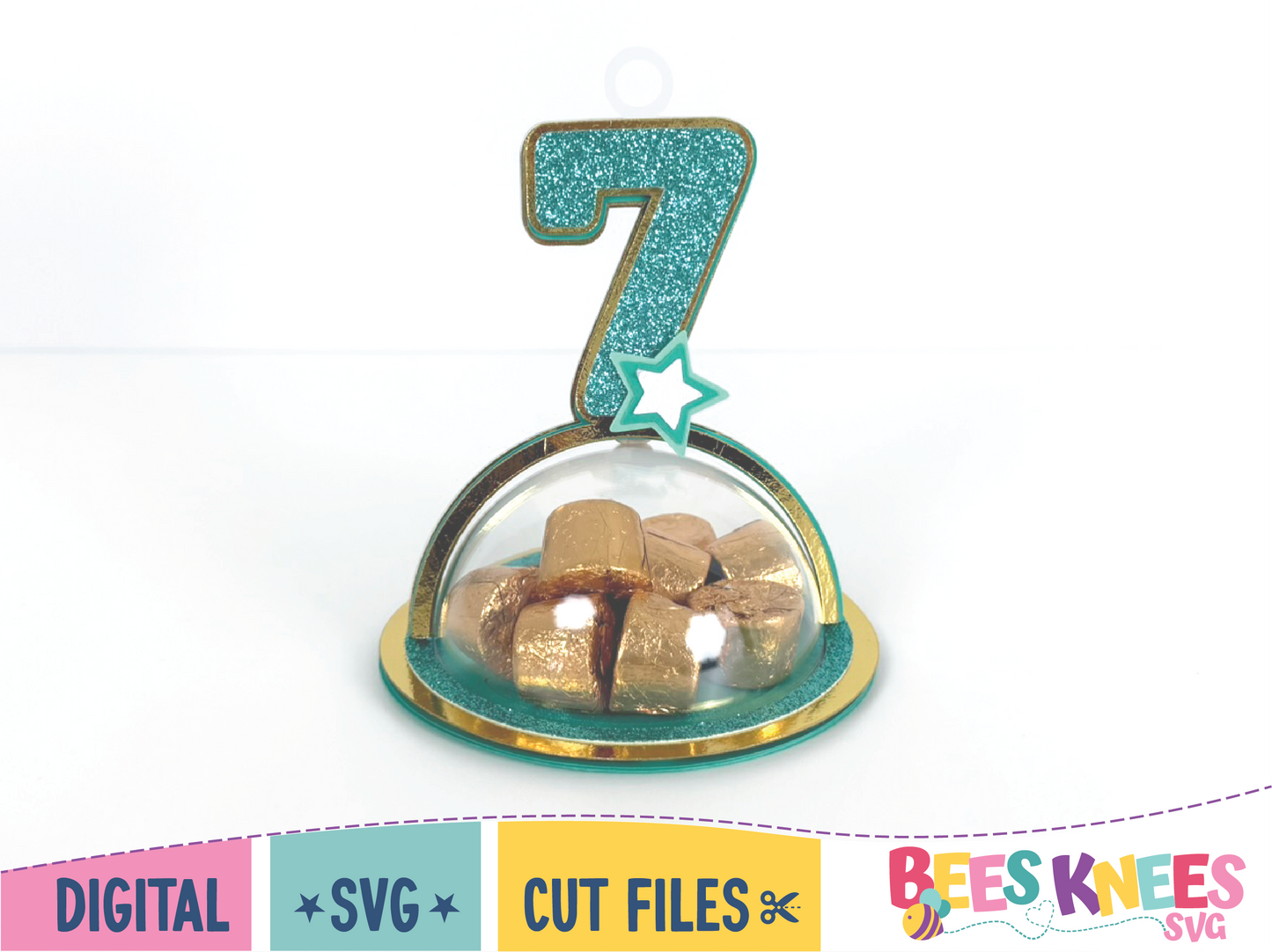 7th Birthday Dome Candy Holder Balloon Weight SVG Digital File