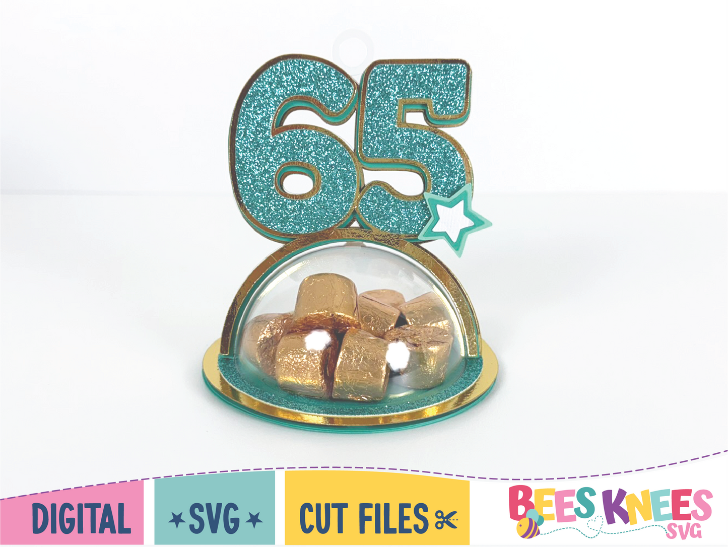65th Birthday Dome Candy Holder Balloon Weight SVG Digital File