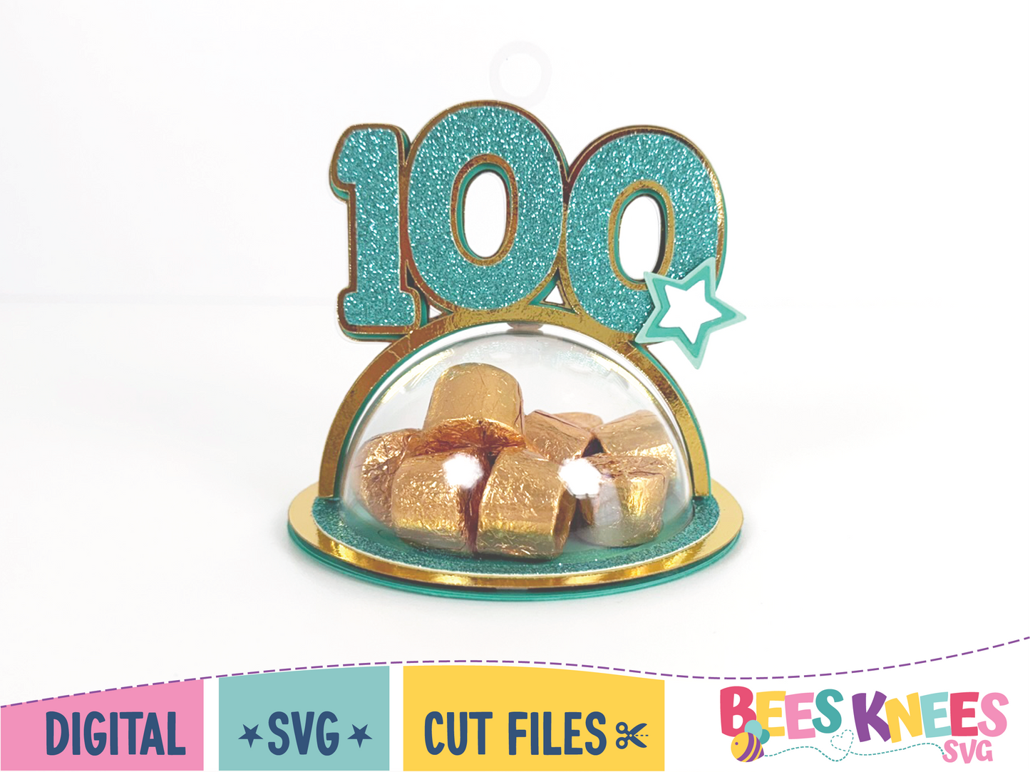 100th Birthday or Milestone Dome Candy Holder Balloon Weight SVG Digital File