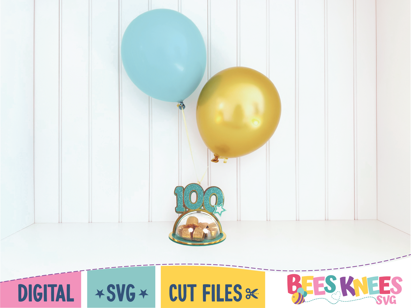 100th Birthday or Milestone Dome Candy Holder Balloon Weight SVG Digital File