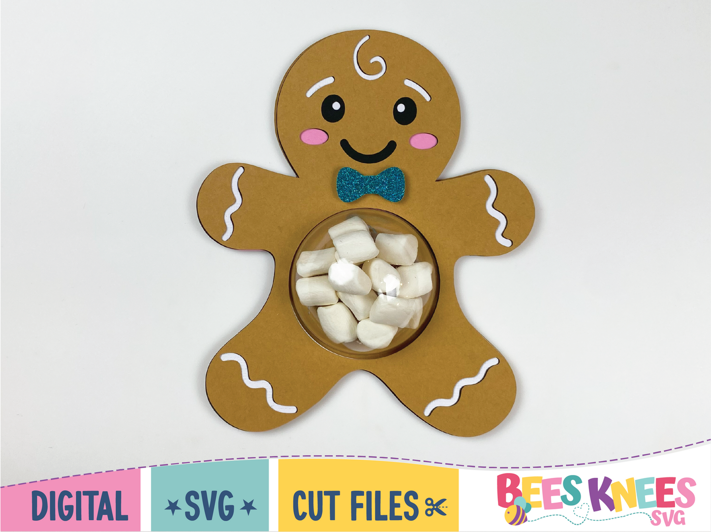 Gingerbread Trio Dome Candy Holder SVG File