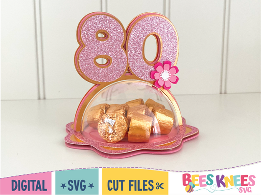 80th Birthday Dome Candy Holder and Balloon Weight SVG Digital File for Cricut or Silhouette