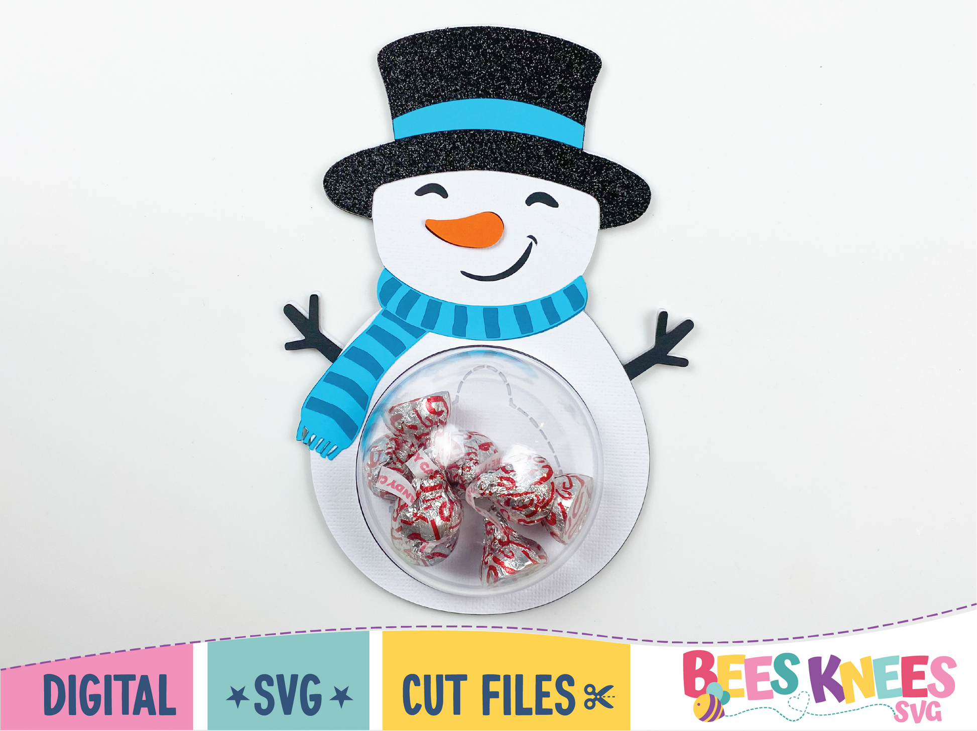 Cute Winter Snowman Dome Candy Holder SVG Cut File Digital Download for Cricut or Silhouette