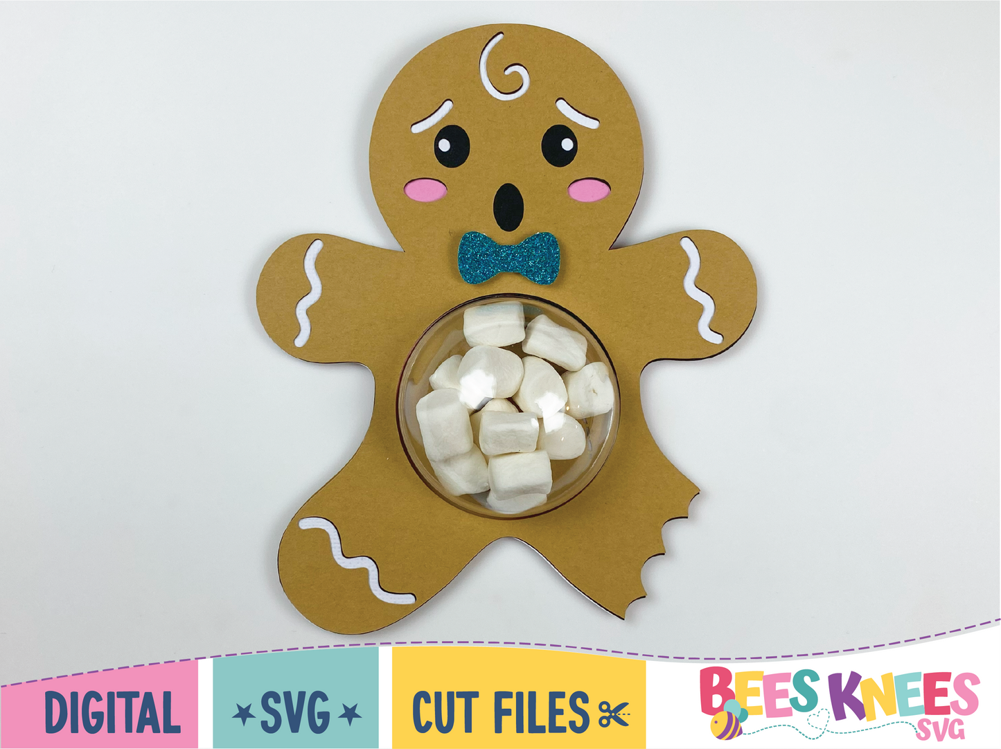 Gingerbread Trio Dome Candy Holder SVG File