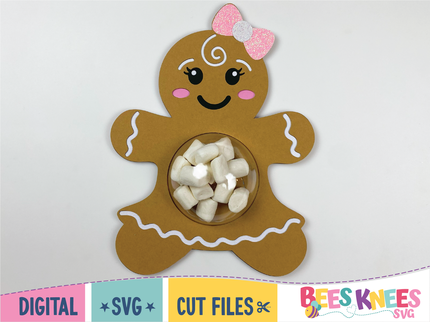 Gingerbread Trio Dome Candy Holder SVG File