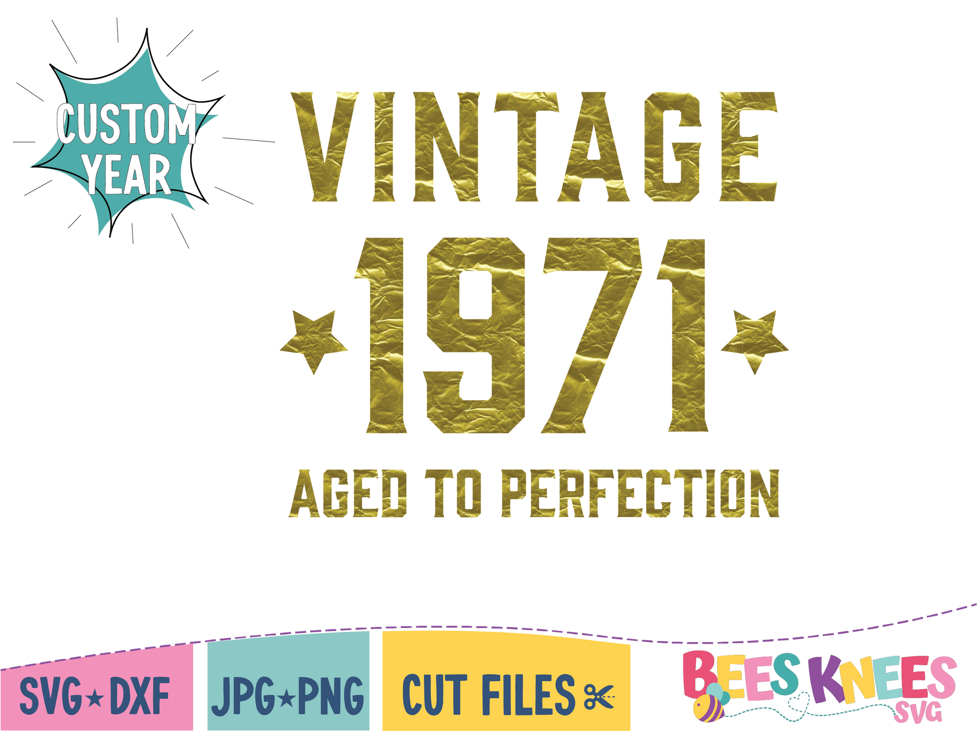 Vintage Aged to Perfection Custom Year Cut File SVG for Cricut or Silhouette