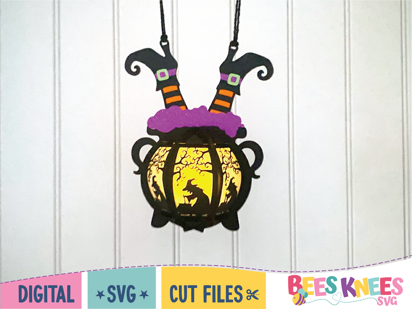 Witch's Brew Cauldron Halloween Lantern SVG Digital File