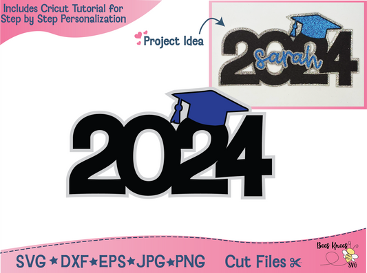 2024 Graduation with Cap SVG Cut File