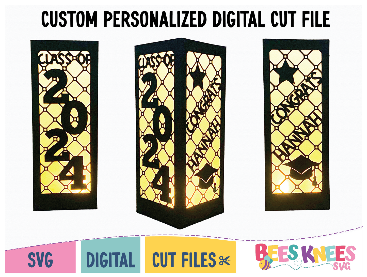 Custom Personalized 2024 Graduation Lantern Template SVG Digital File