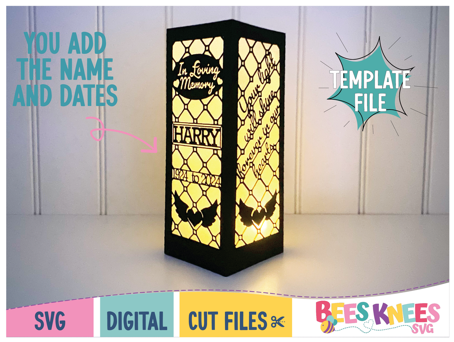 DIY Personalized Memorial Lantern Template SVG