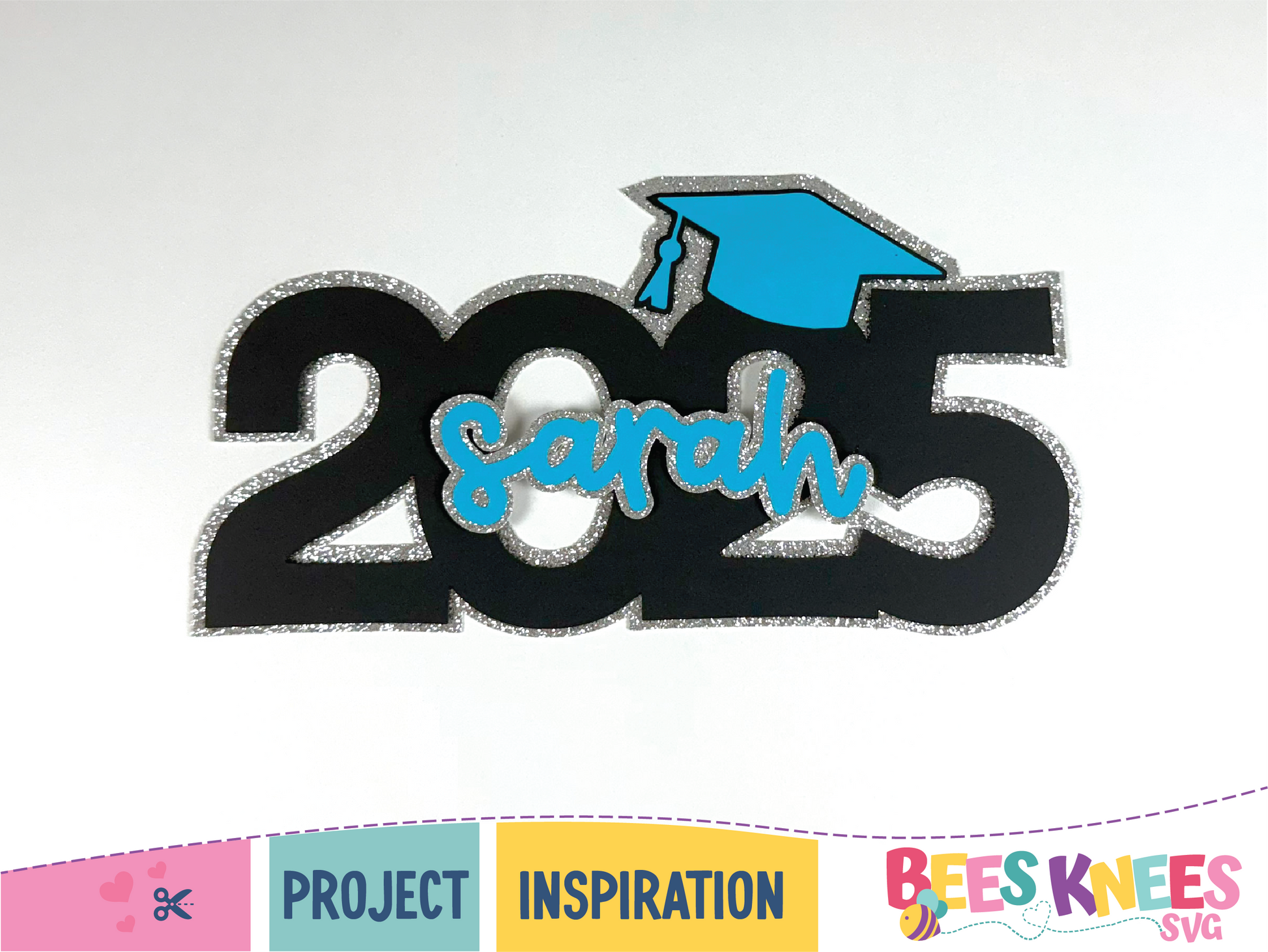 Cute 2025 graduation sign that can be personalized with a name. Includes cap on 2025. SVG digital download cut file for Cricut or Silhouette.