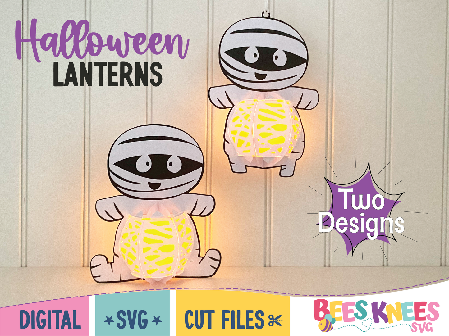 Cute Halloween Mummy Belly Lantern sVG Cut File Digital Download for Cricut or Silhouette