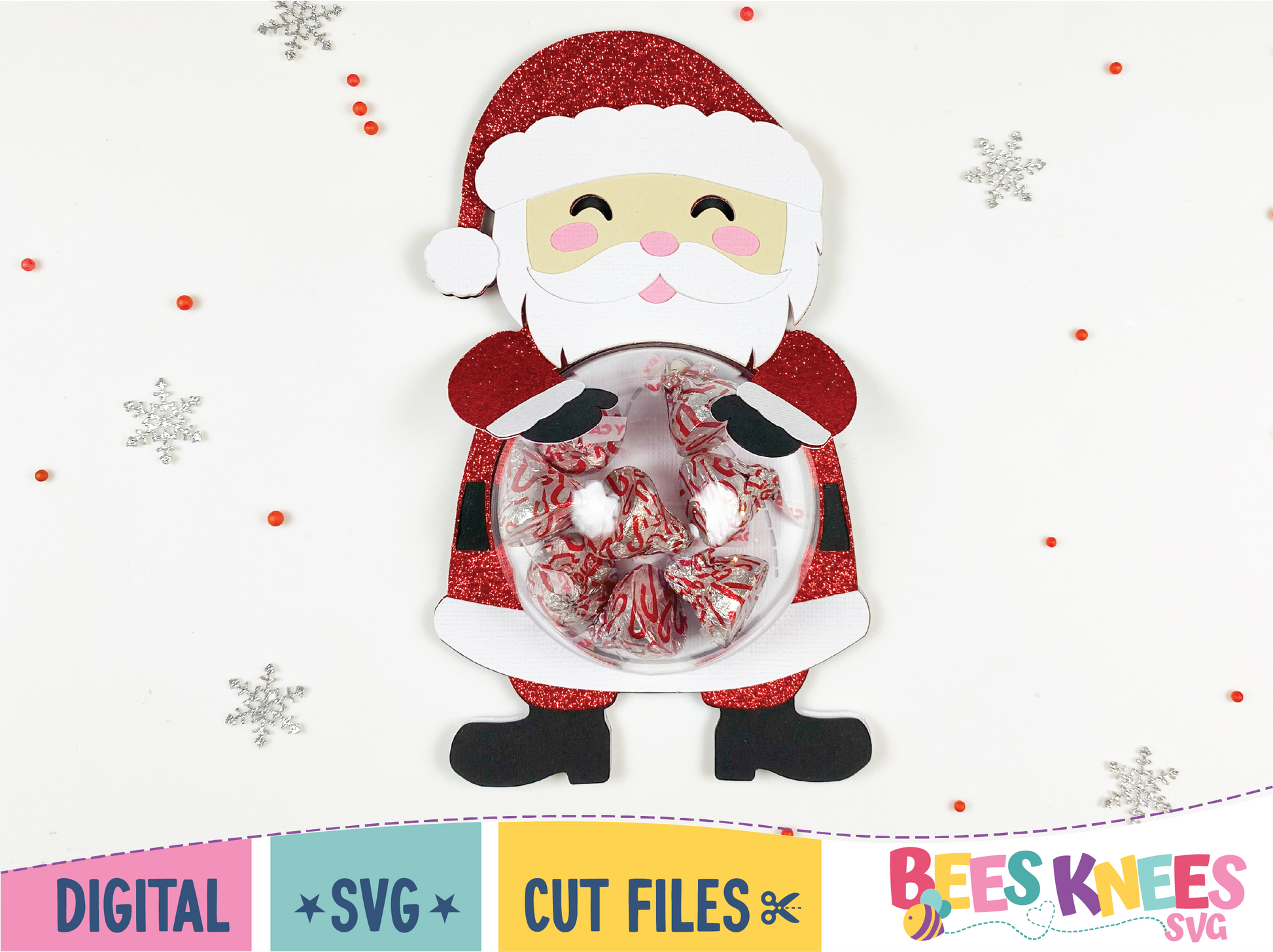 Cute Christmas Santa dome candy holder SVG cut file digital download for Cricut or Silhouette