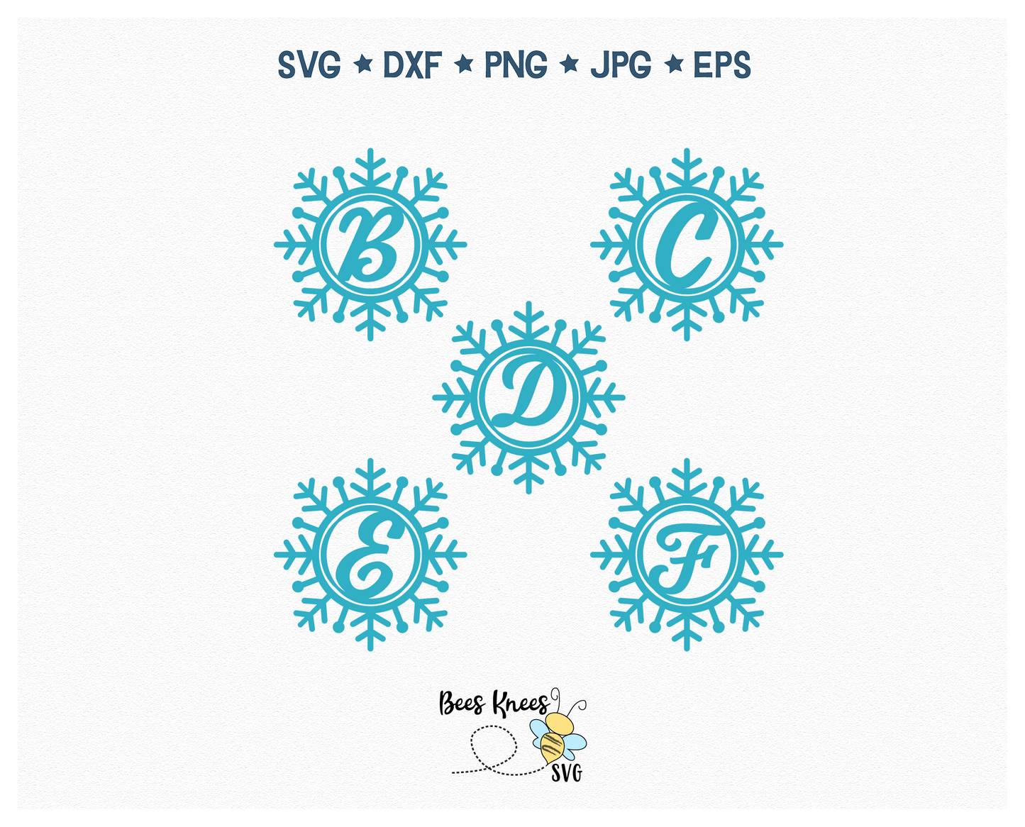 Snowflake Initial Monogram A - Z Keychain SVG Cut Files