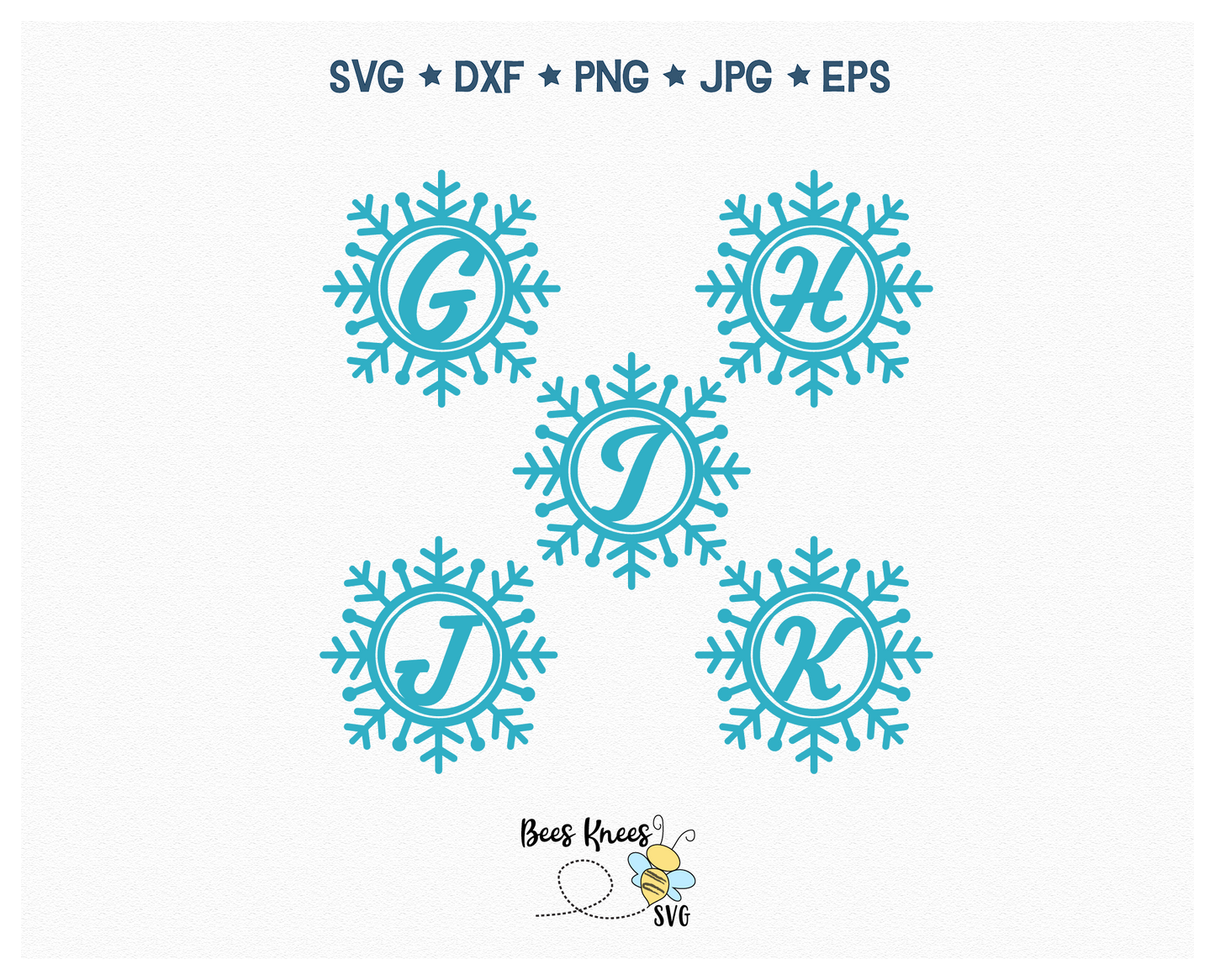 Snowflake Initial Monogram A - Z Keychain SVG Cut Files