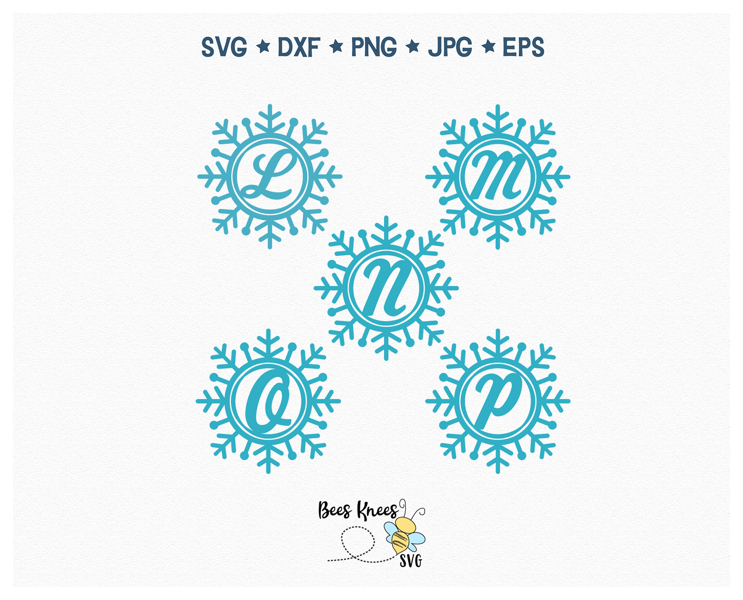 Snowflake Initial Monogram A - Z Keychain SVG Cut Files