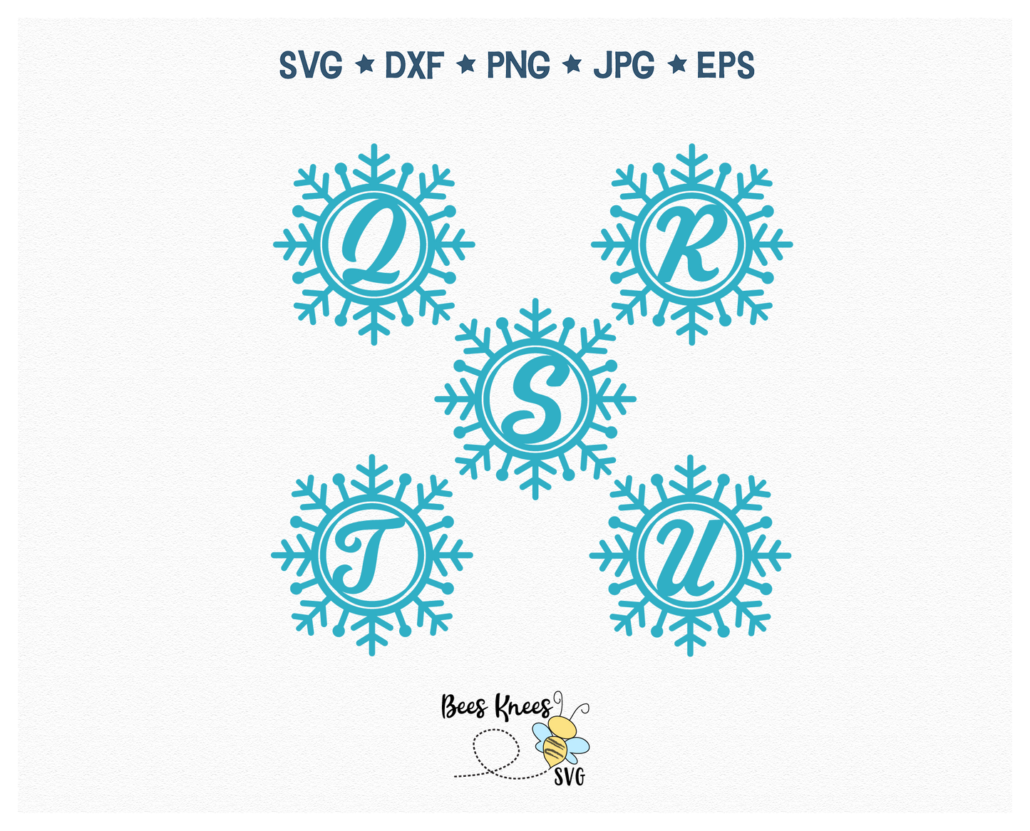 Snowflake Initial Monogram A - Z Keychain SVG Cut Files