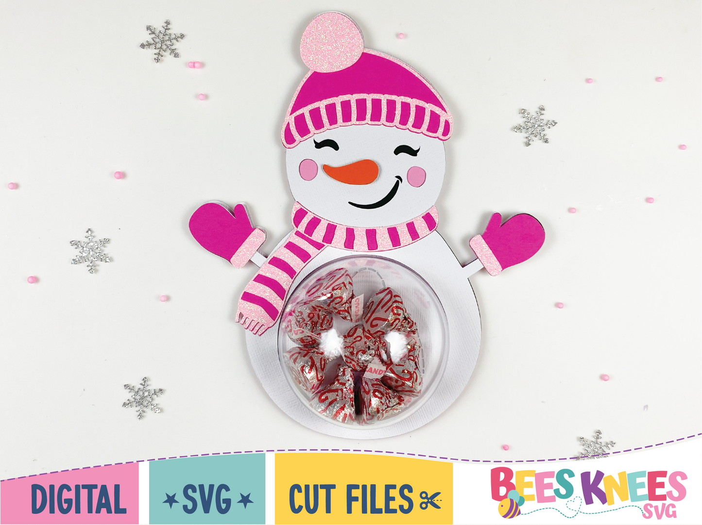 Cute Winter Girl Snowman with Hat Dome Candy Holder SVG cut file digital download for Cricut or Silhouette