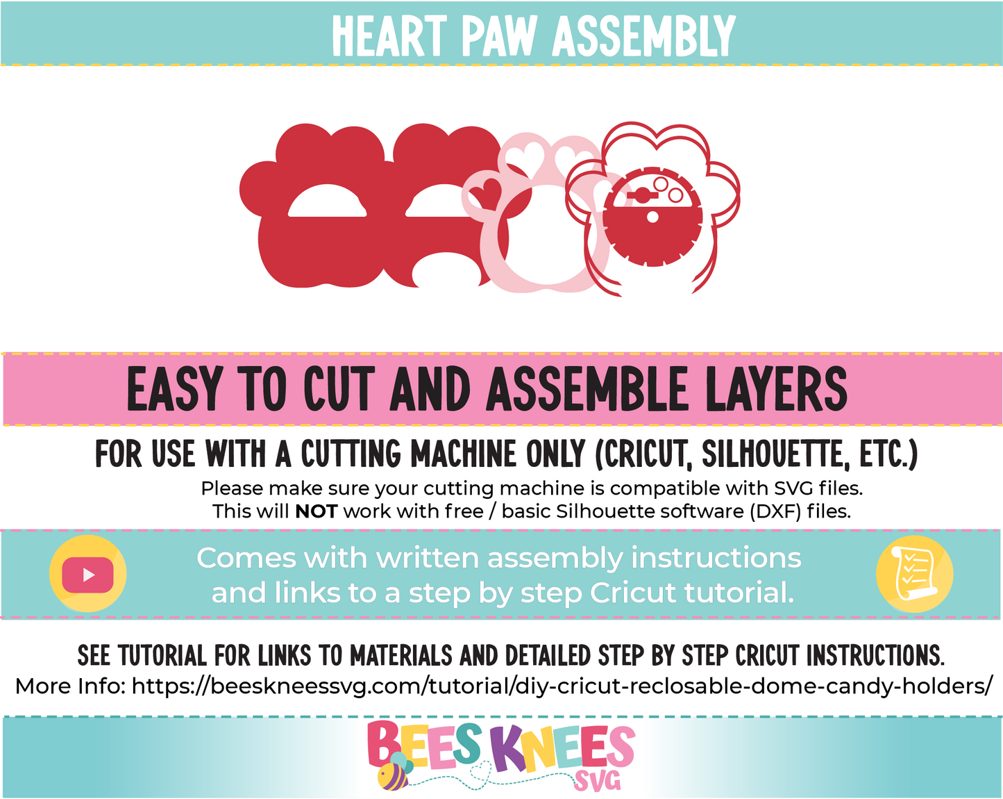 Heart Paw Reclosable Candy Holder SVG File