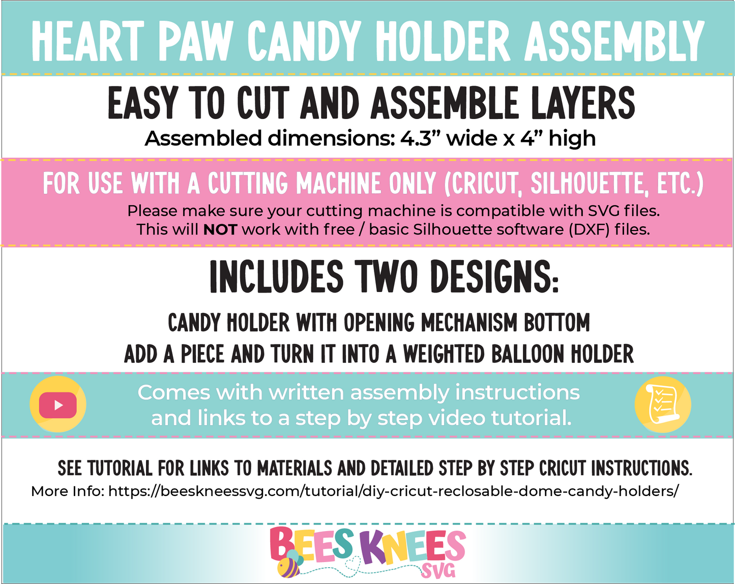 Heart Paw Reclosable Candy Holder SVG File