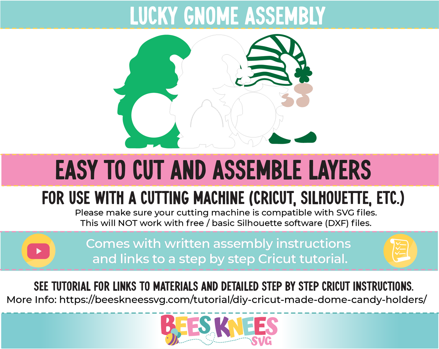 Lucky Gnome St. Patrick's Day Dome Candy Holder SVG File