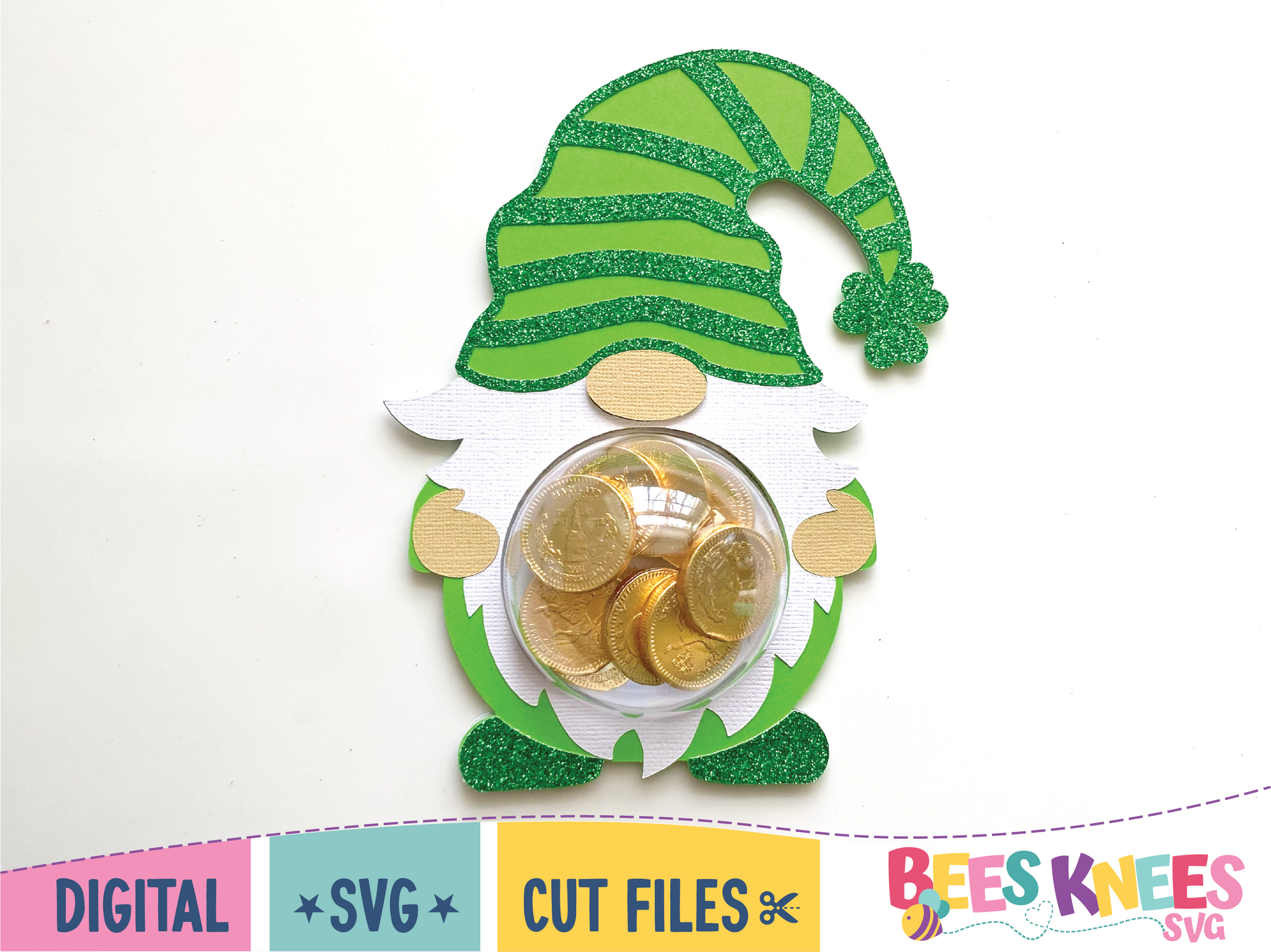 Lucky St. Patrick's Day Irish Gnome Candy Holder. Digital download SVG cut file for Cricut or Silhouette.