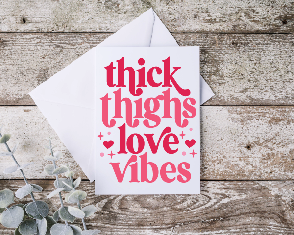 Thick Thighs Love Vibes Retro Modern SVG Cut File Digital Download