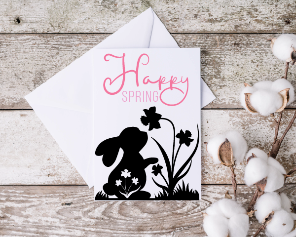 Bunny Silhouette Floral Cut Out SVG Cut File