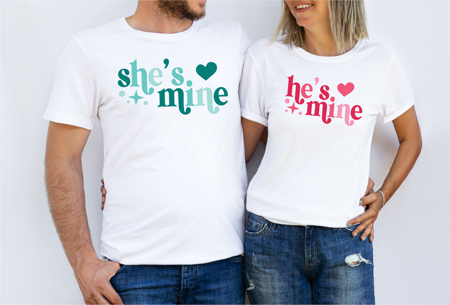 She's Mine He's Mine Retro Modern SVG Cut File Digital Download