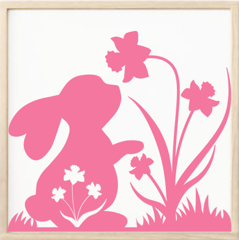 Bunny Silhouette Floral Cut Out SVG Cut File