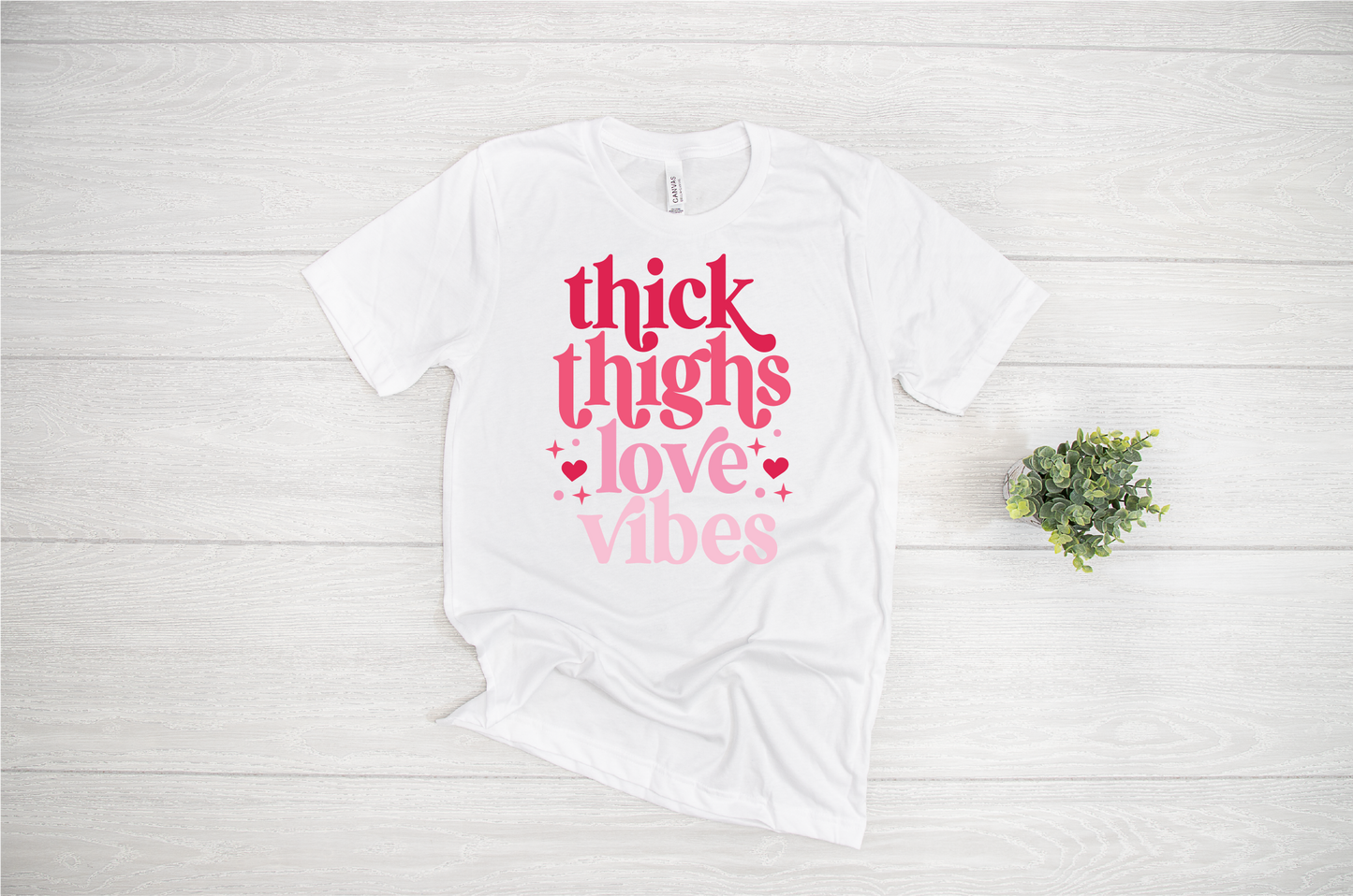 Thick Thighs Love Vibes Retro Modern SVG Cut File Digital Download