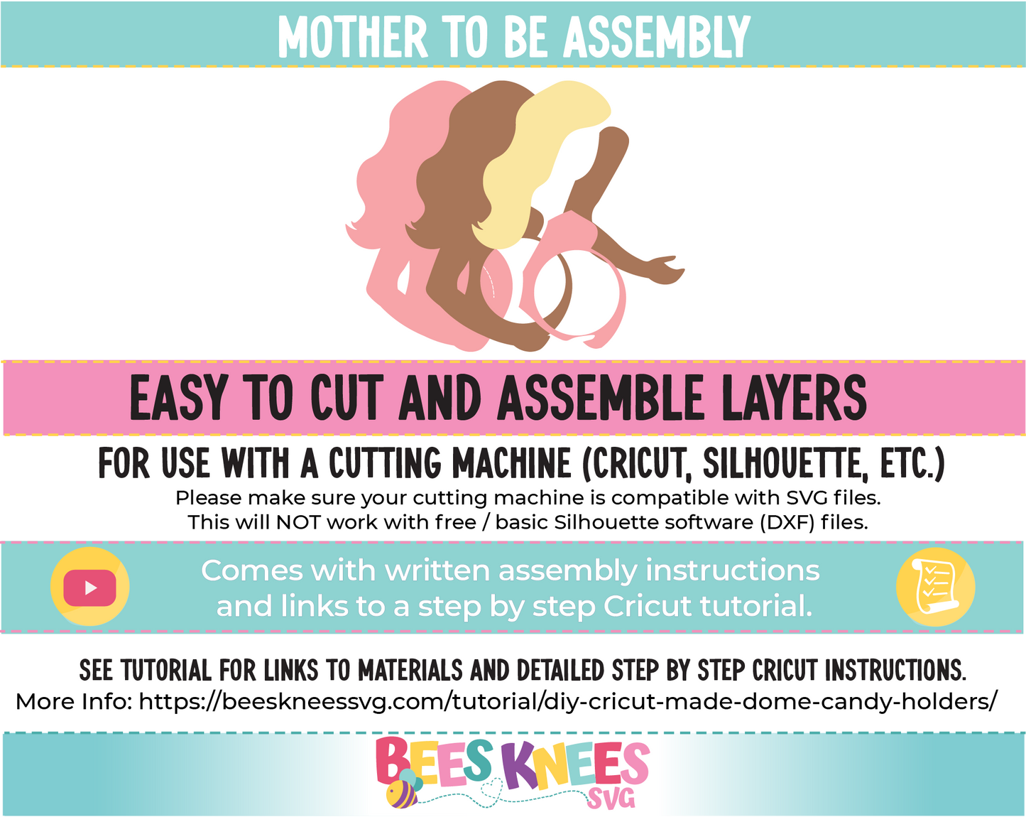 Mommy to Be Candy Holder SVG Template Cut File