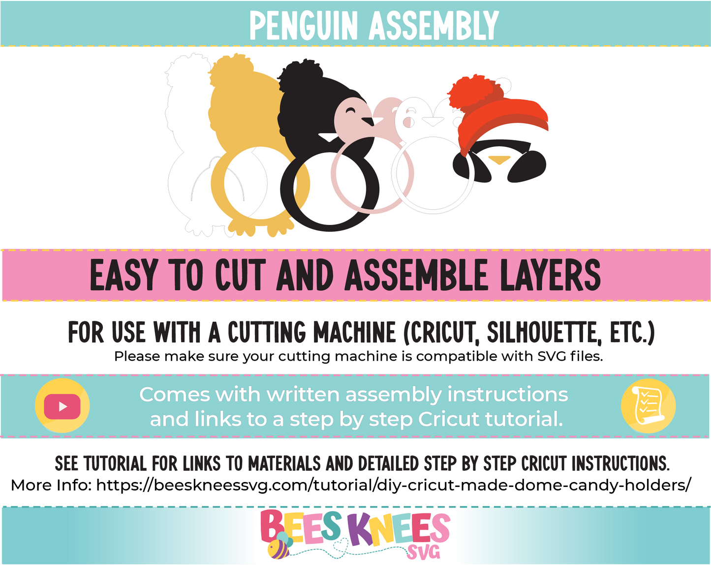 Penguin with Hat Candy Holder SVG File