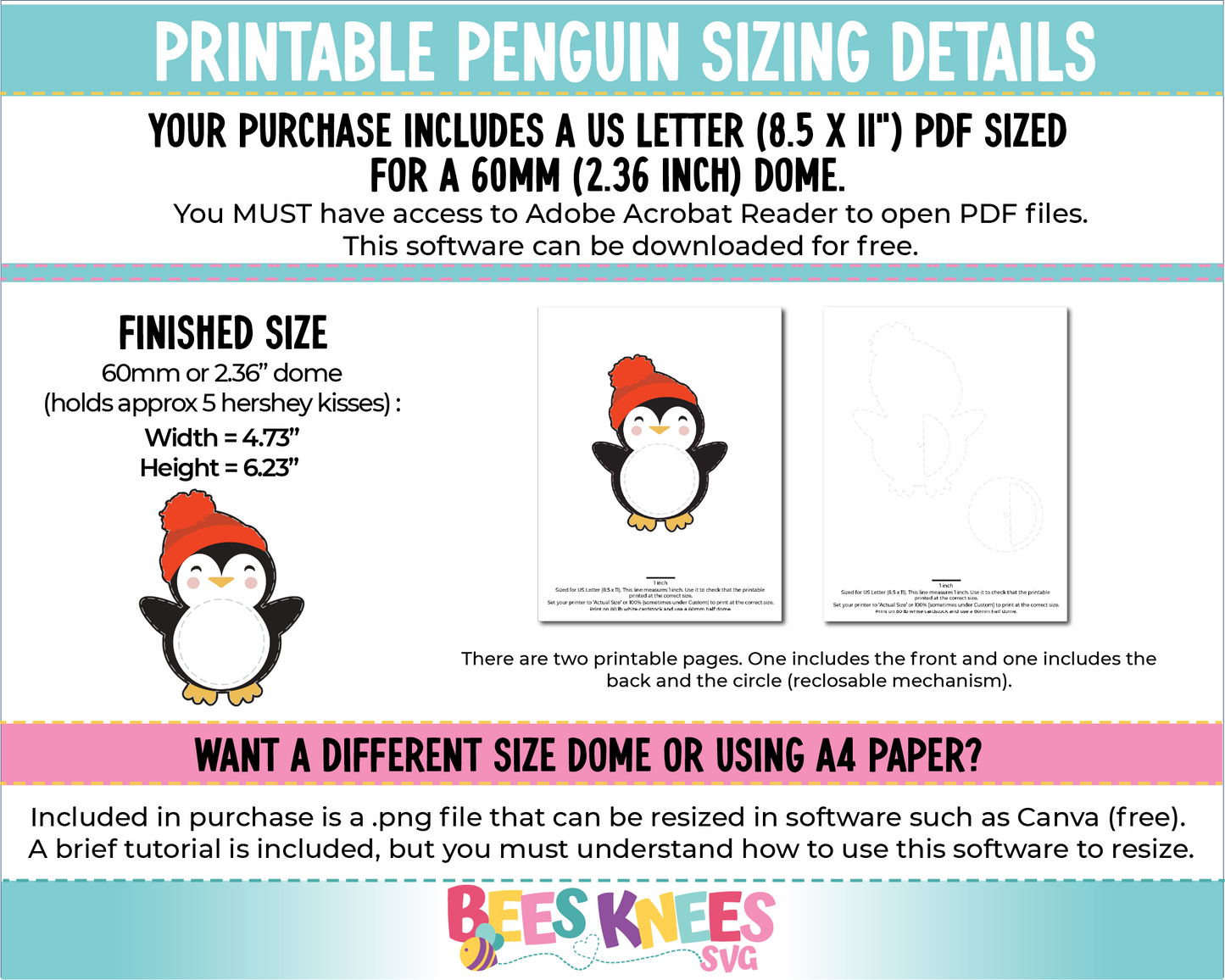 Printable Penguin with Winter Hat Candy Holder PDF