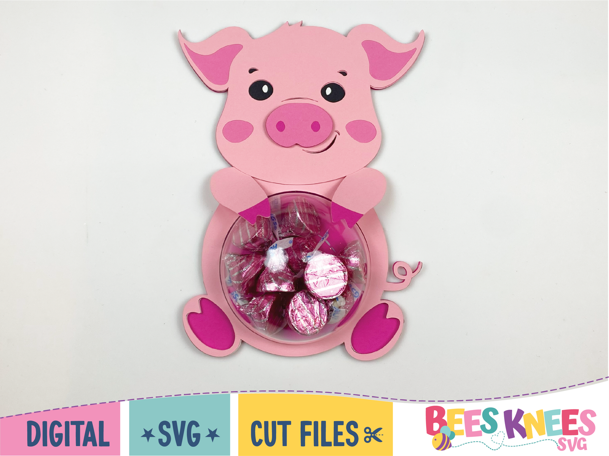 Cute pig dome candy holder svg cut file digital download Cricut or Silhouette