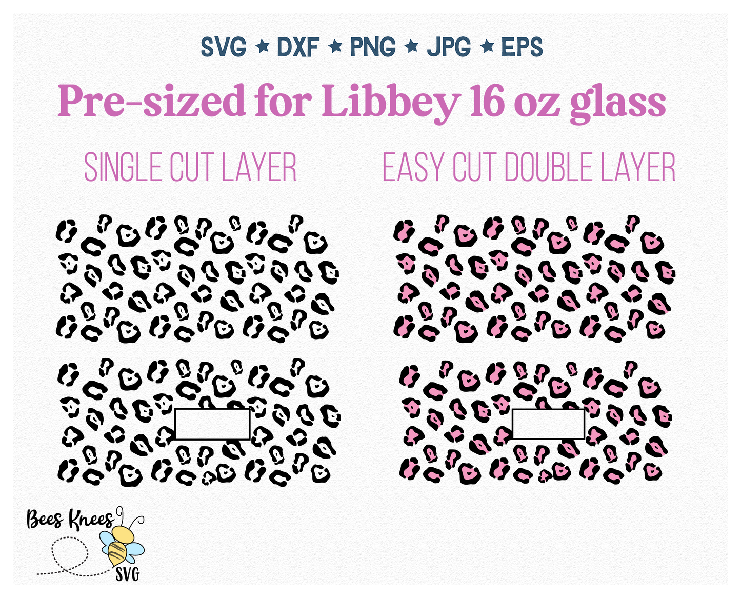 Cheetah Libbey 16 oz Glass Wrap Svg