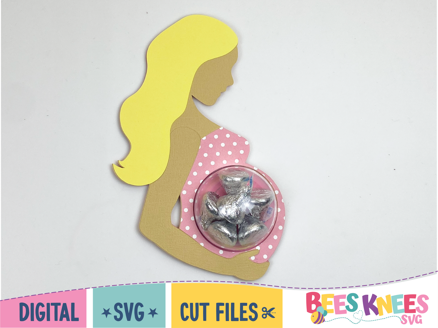 Pregnant mother to be candy holder DIY made out of cardstock. Digital Download SVG Cut File for Cricut or Silhouette